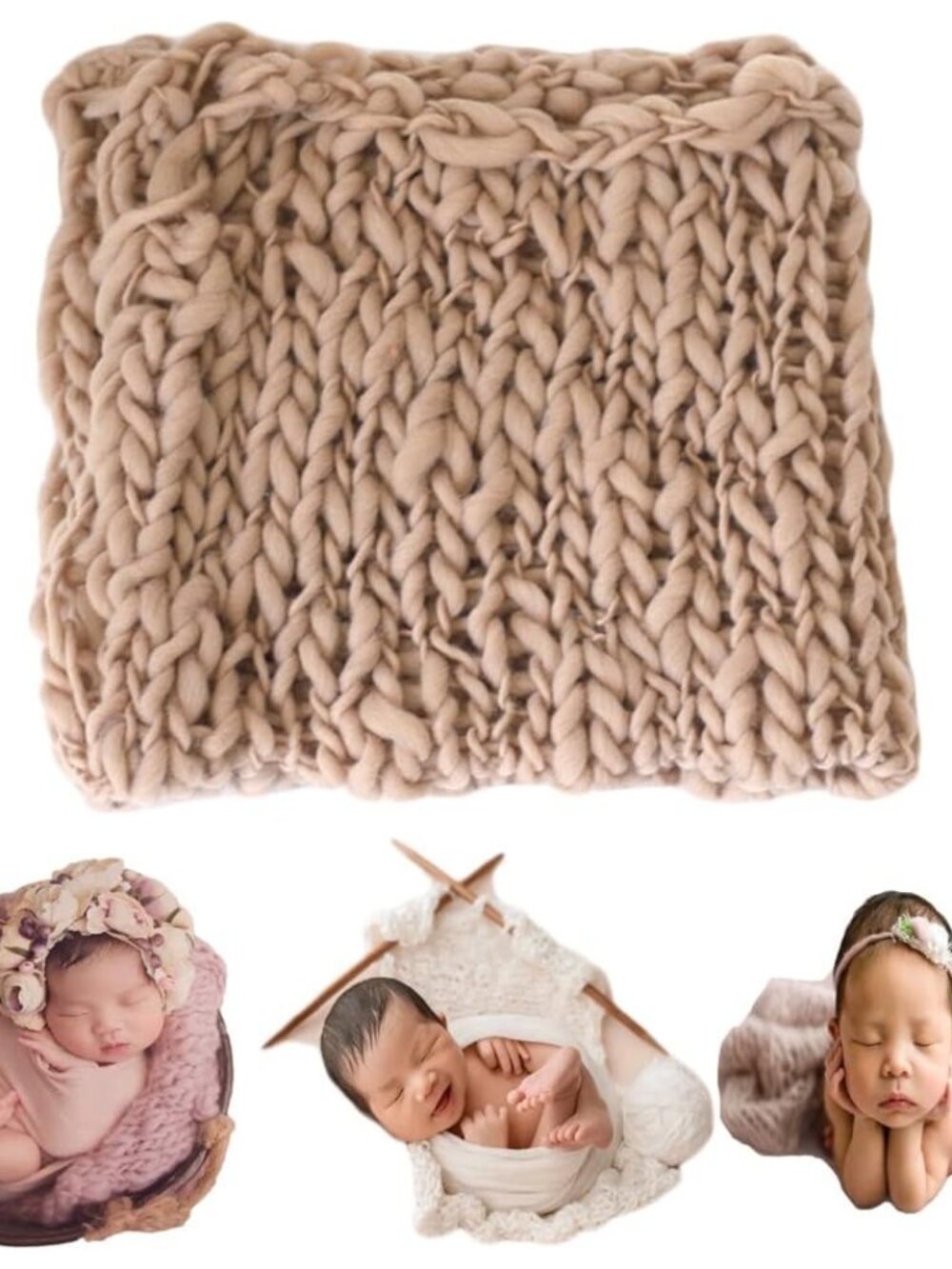 Baby Photography Props Basket Braid Wool Blanket